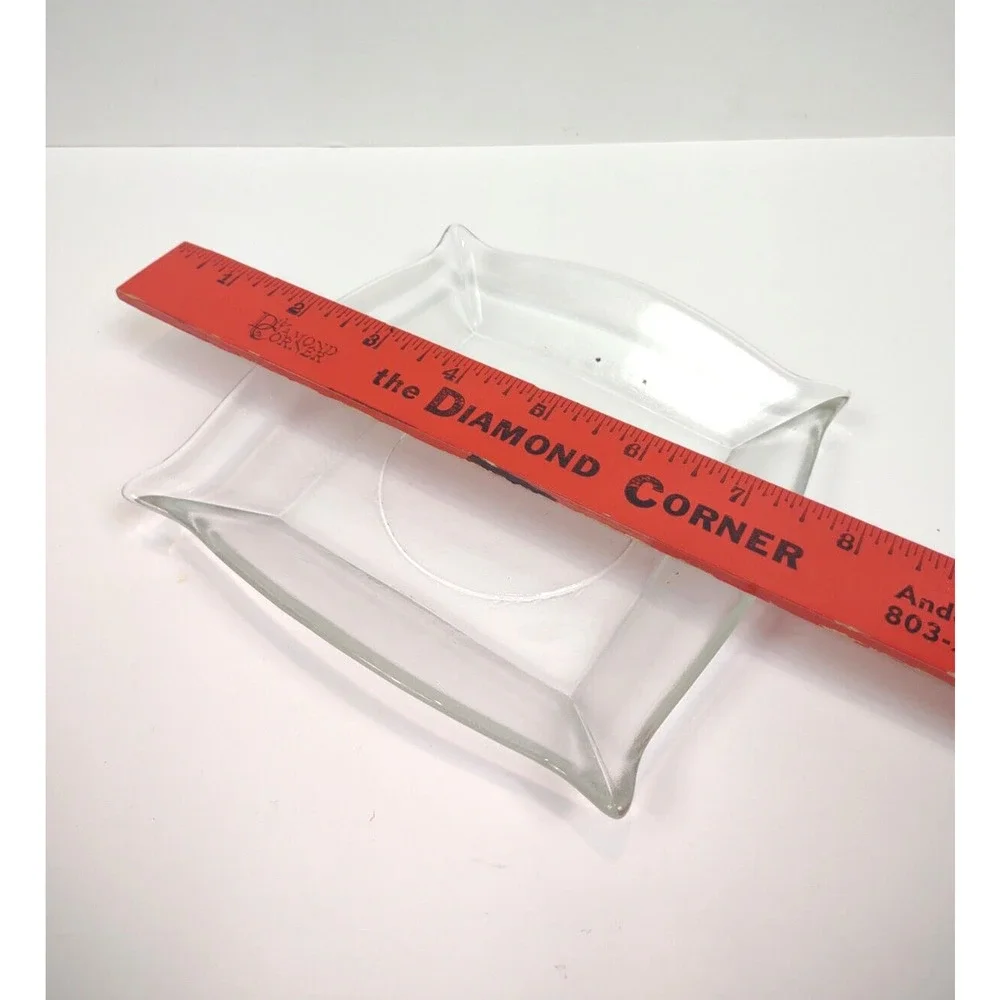 Vintage Clear Glass Pillar Candle Holder Plate Square 5.5" Beveled Edge - Picture 2 of 7